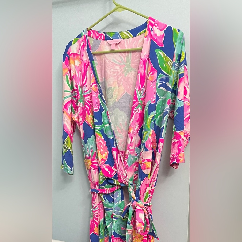 Lilly Pulitzer Floral Midi Dress - Pink and Blue